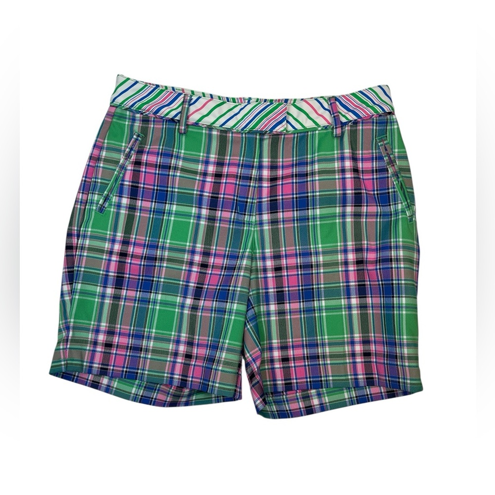 Lady Hagen Women’s Plaid Golf Shorts Size 6 Pink Green‎ Blue Preppy Inseam 7”